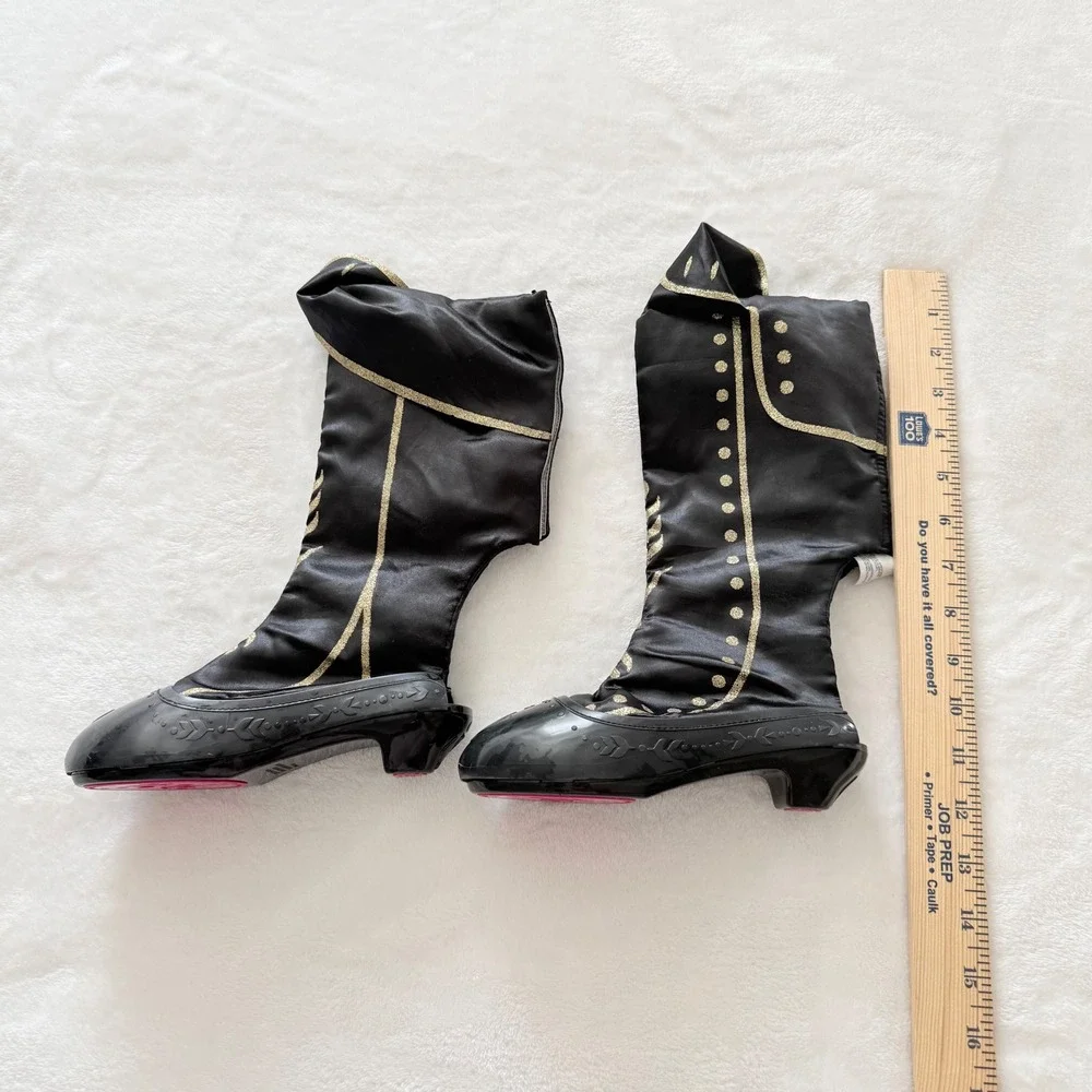Disney Costume Boots Kids One Size Black Gold Frozen 2 Anna Travel Shoes